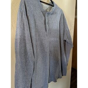 Mens LL Bean Heather Blue Long Sleeve Henley size L